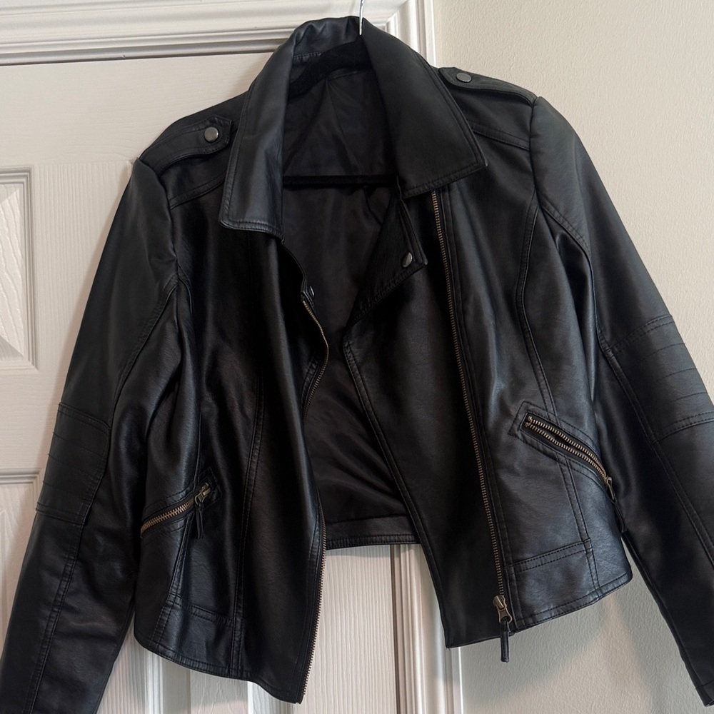 Black Faux Leather Women's Jacket